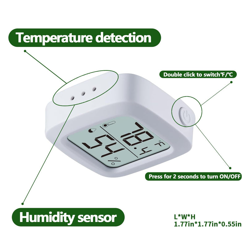 2-Pack Reptile Thermometer and Hygrometer – LCD Digital Temp & Humidity Monitor for Bearded Dragon, Gecko, Snake Tanks, Incubation Boxes, Indoor Pet Habitats White - 2 Pack