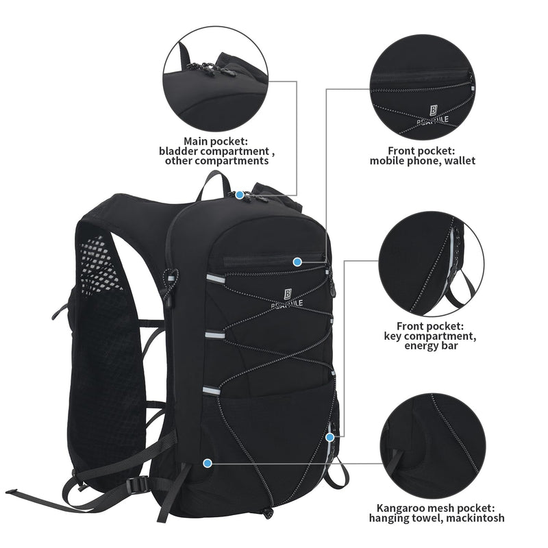 B BAIYULE Lightweight Running Hydration Vest Backpack,Hydration Water Backpack with Bladder or Flask (Optional), Hiking Trail Running Cycling Marathon Backpack with 2L Bladder