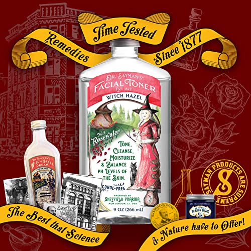 Dr. Saymans Alcohol-Free Facial Toner with Witch Hazel, Rosewater & Rice Protein, Removes Impurities & Hydrates Your Face, 9 oz