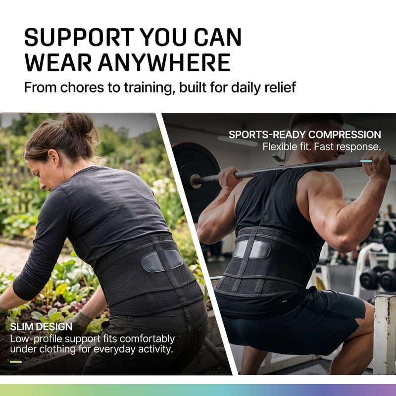 Modvel Lower Back Brace for Men and Women – Back Support Belt for Pain Relief, Herniated Disc, Sciatica, Scoliosis – Lumbar Compression Brace. Black Large