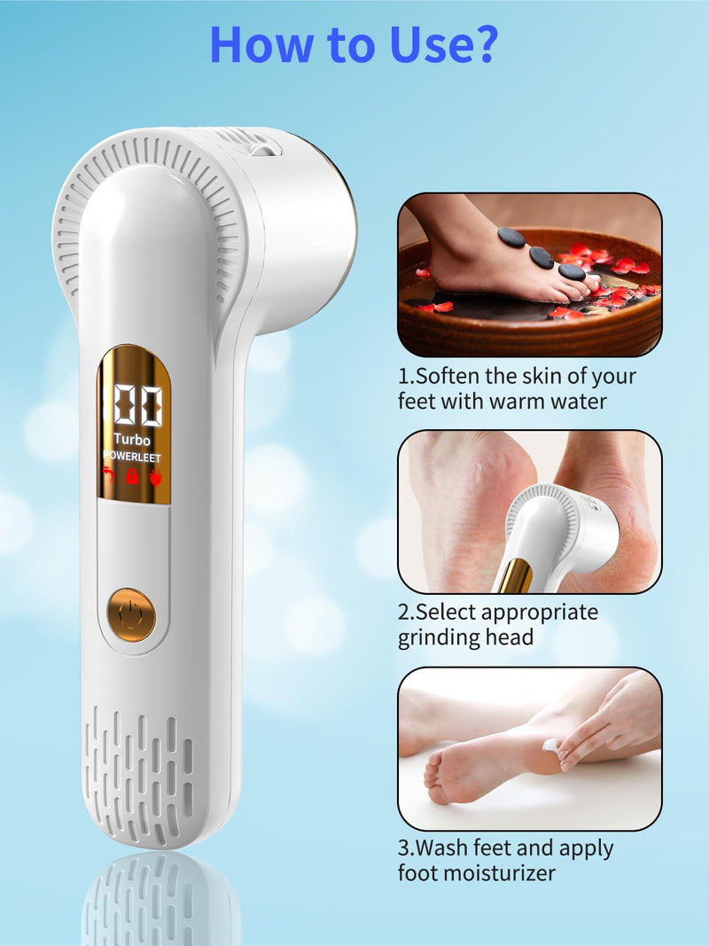 Electric Feet Callus Remover (with Dander Vacuum), USB Rechargeable Pedicure Device for Foot Care, Portable Power Foot File Tool for Dead Hard Skin Remove, Make Your Feet Soft Smooth - BeesActive Australia