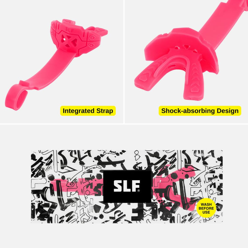 SLEEFS X Football Mouth Guard - Lip/Mouthguard with Helmet Strap - Lip/Teeth Protector Mouthpiece - Moldable - for Youth, Men & Women. Maximum Air Flow. All Sports (Pink) Pink - BeesActive Australia