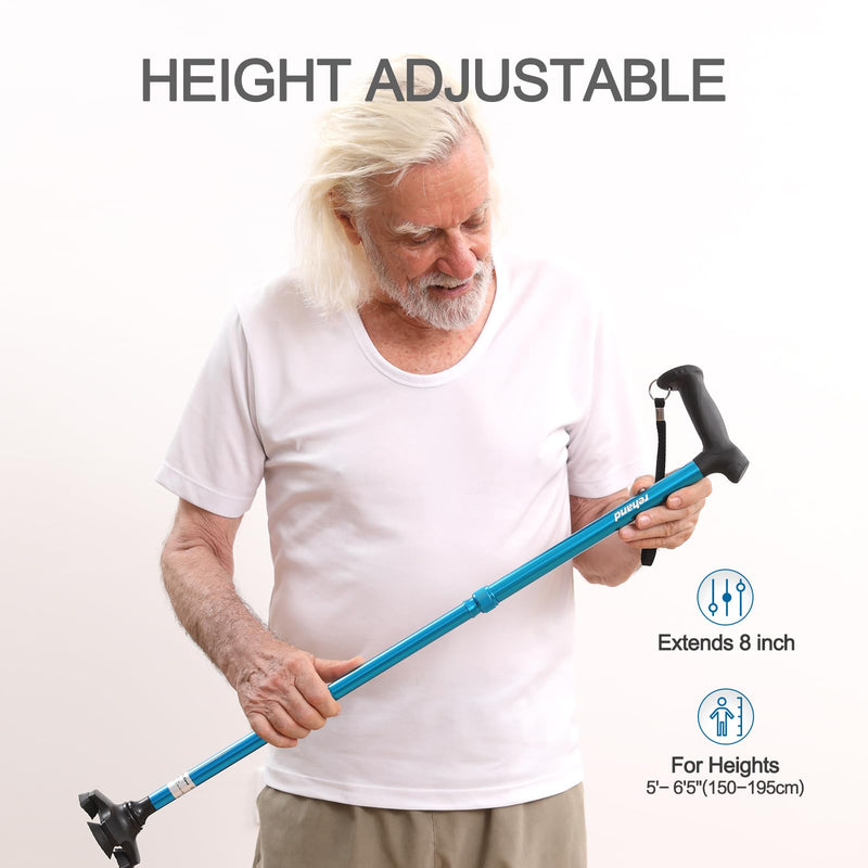 REHAND Walking Cane for Men & Women - Foldable, Adjustable, Lightweight, Self Standing Pivot Walking Cane, Soft Handle Grip, with Travel Bag, Walking Sticks for Seniors & Adults Black - BeesActive Australia