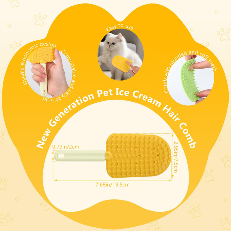 Cat Tongue Comb, 2025 New Cat Grooming Brush for Indoor Cats Shedding Cat Brush for Long Haired Cats, Cute Cartoon Ice Cream Cat Fur Remover Comb for Cats Grooming (Blue+Green) Blue+Green - BeesActive Australia