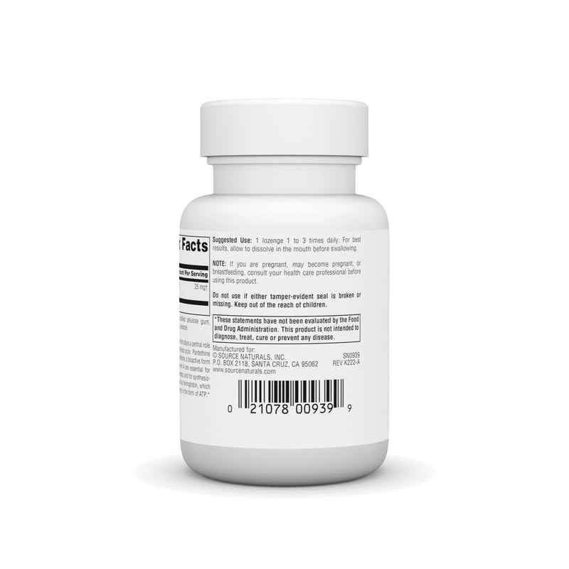 Source Naturals Pantethine B-5 Coenzyme Precursor, 25 mg - 60 Lozenges 1 60 Count (Pack of 1)