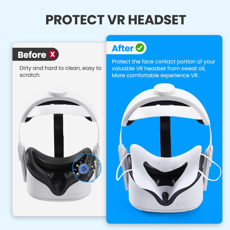 White Disposable VR Face Cover, Compatible with Apple Vision Pro VR Face Cover, Disposable Hygiene VR Face Eyes Mask, VR Mask Pads Covers Compatible with Quest 3, Quest 2 (50Pcs) - BeesActive Australia