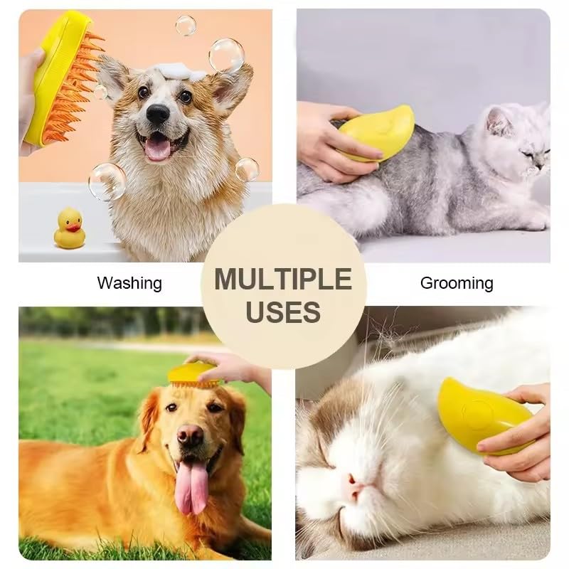 Steamy Cat Brush - 3-in-1 Self-Cleaning Grooming Tool for Cats and Dogs, Cat Steamer Brush for Massage - Removes Tangled And Loose Hair - BeesActive Australia