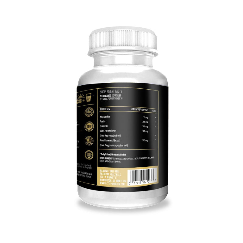 Actif Sirtuin Mega Support with 5 Advanced Factors – Anti-Aging, 100% Natural, Non-GMO, 60 Count