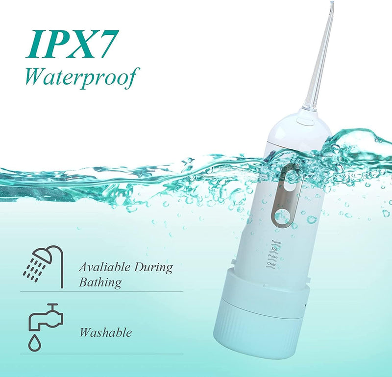 Water Dental Flosser Pick for Teeth,Cordless Portable Oral Irrigator 200ML Rechargeable Home&Travel Power Flosser,4 Modes&IPX7 Waterproof Electric Water Flosser for Teeth