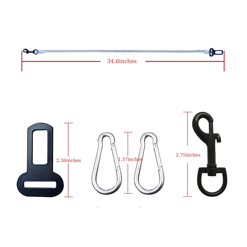 Dog Seat Belt for Car, Metal Dog Seatbelt Stainless Steel No chew Dog Car, Pet Vehicle Safety Restraint, Heavy Duty Big Canine Dog Car Leash Strap Seat Belt for Dogs in Car - BeesActive Australia