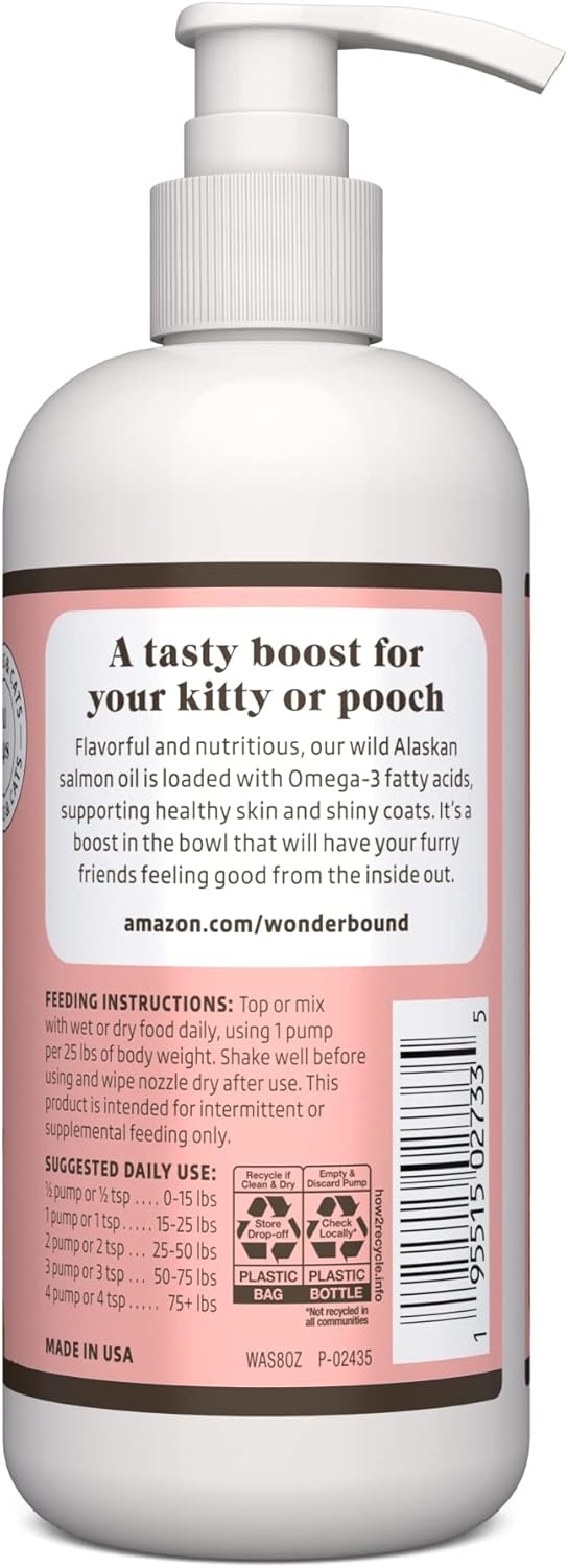 Amazon Brand - Wonder Bound Wild Alaskan Salmon Oil for Dog, Cat, 8 fl oz - BeesActive Australia