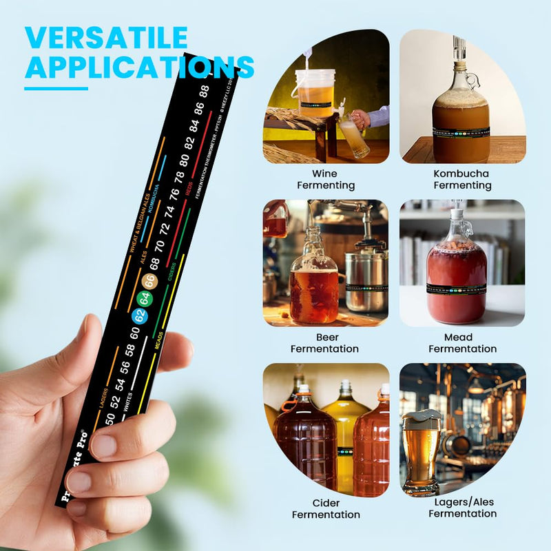 Stick On Brewing Thermometer Strip | Adhesive Temperature Display Sticker For Carboys & Buckets/Fermentors | Homebrew Fermenting, Brewers, Wine, Beer, Kombucha 42-88F (4) 4 - BeesActive Australia