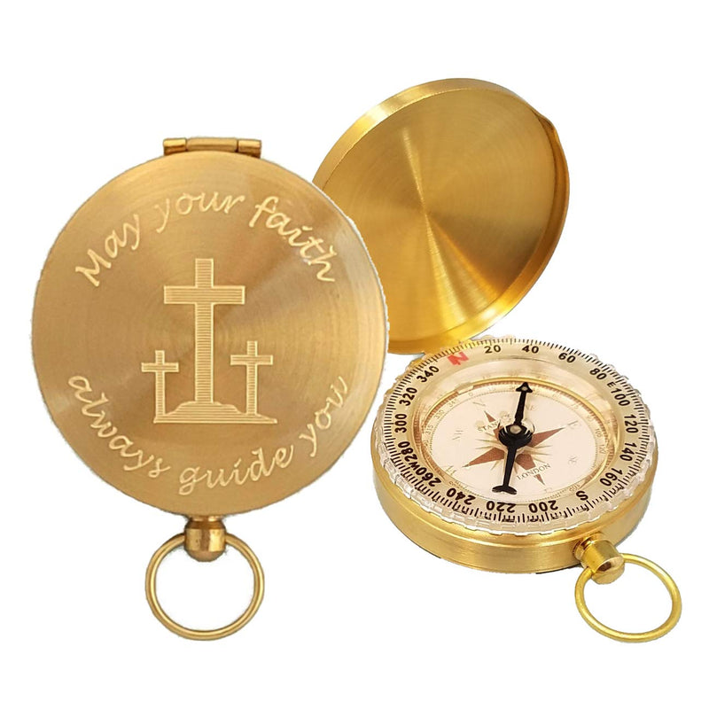 Engraved Brass Compass – Personalized Christian Gift for Baptism, Confirmation, Pastor Appreciation – Religious Faith Keepsake for Son from Mom and Dad or Grandson from Grandparents MYF Comp+Box - BeesActive Australia