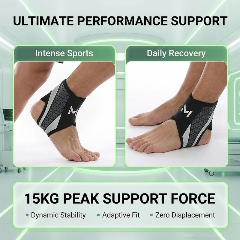 Ankle Brace 2 Pack for Men & Women, Adjustable Lace-Up Ankle Support with Straps, Breathable Compression Stabilizer for Sports, Running, Basketball & Daily Wear (Gray) - BeesActive Australia
