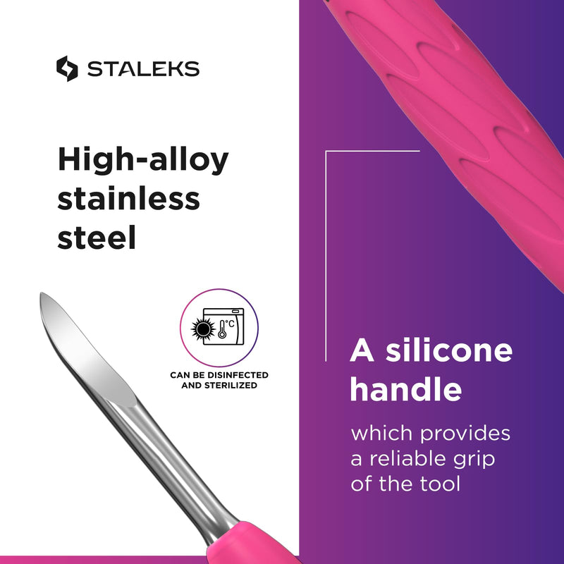 Staleks Pro Manicure Pusher UNIQ 10 Type 6 – Silicone Handle – Wide Rounded Pusher & Nail Cleaner - BeesActive Australia