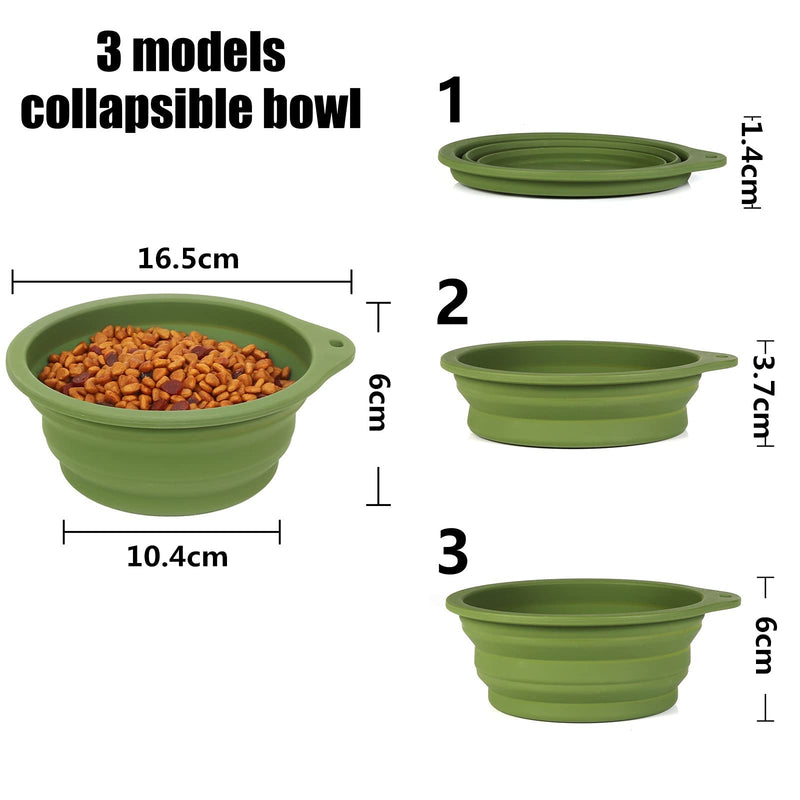 SLSON 2Pack Collapsible Dog Bowl,Integrated Molding Travel Bowl No Plastic Rim Pet Feeding Bowls for Walking Traveling Outdoors,600ML (Navy Blue+Dark Green) Navy Blue+Dark Green - BeesActive Australia