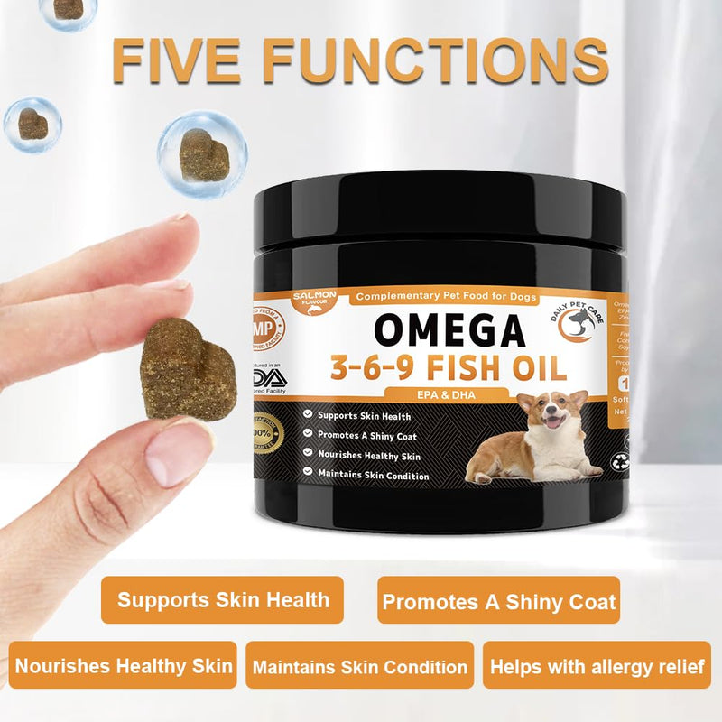 Omega 3 for Dogs UK - Salmon Oil Chews with EPA & DHA | Itchy Skin Relief & Allergy Support | Dog Skin & Coat Supplement | 100 Soft Chews