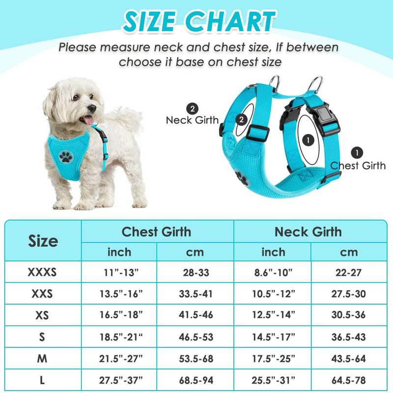 SlowTon Dog Seat Belt Harness for Car, Dog Car Harness Adjustable Mesh Breathable & Dog Seatbelt Safety Tether with Elastic Bungee for Small Medium Large Pets(Light Blue, Double Clip, L) D-Light Blue - BeesActive Australia