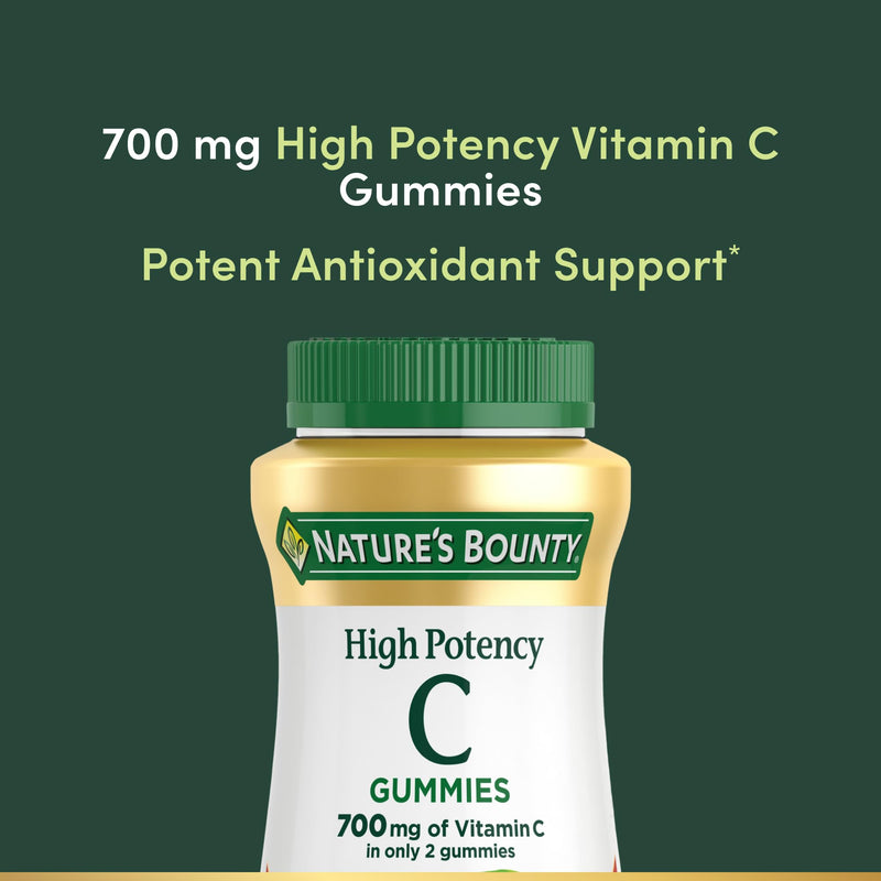 Nature's Bounty Vitamin C Gummies 700mg, High Potency Vitamin C Chewable Gummies for Adults, Immune Support Supplement, Dietary Supplement, Orange Flavor, 60 Ct (Pack of 2) 60 Count (Pack of 2)