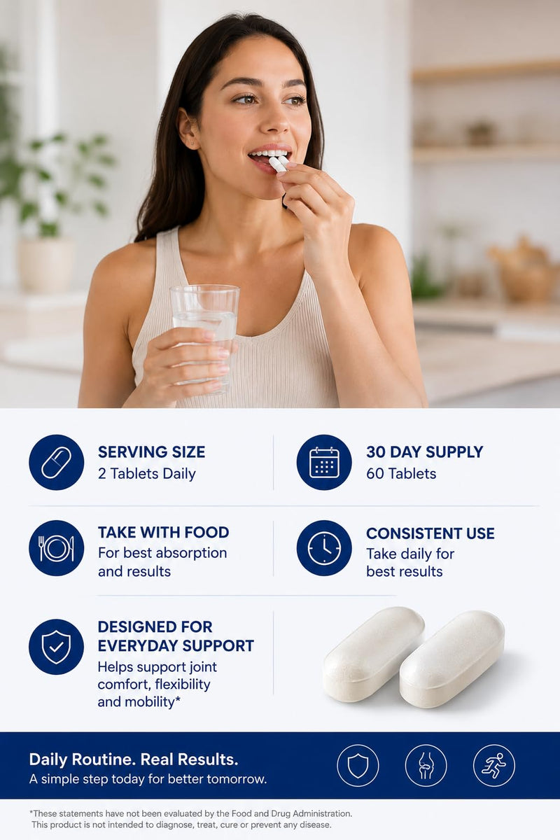 MAX FLEX UC II Collagen Joint Support Supplement | Glucosamine Chondroitin with Turmeric & Hyaluronic Acid | Joint Health & Mobility Support | Gluten Free Dietary Supplement | 60 Tablets (2 Per Day)