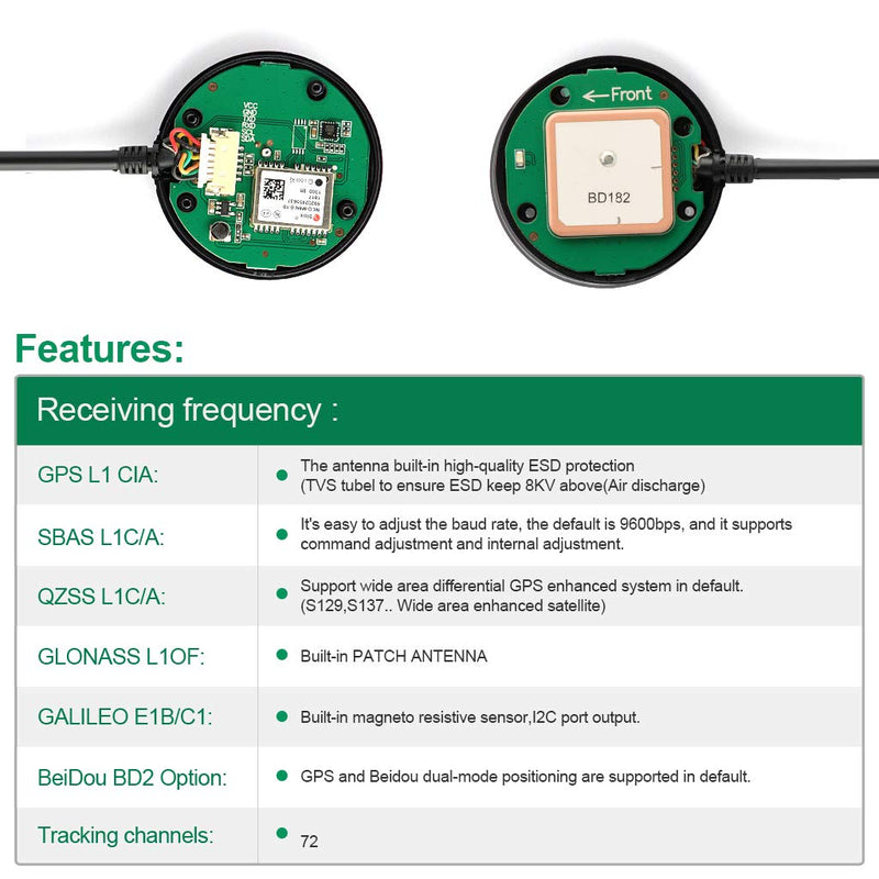 Deegoo-FPV GPS Compass Module+ NEO-M8N+ GPS BDS Module Precision APM Drone Control, GPS Receiver FPV Flight Control Pixhawk Navigation Module for APM PIX PX4, Compatible with APM Port I2C MWC - BeesActive Australia