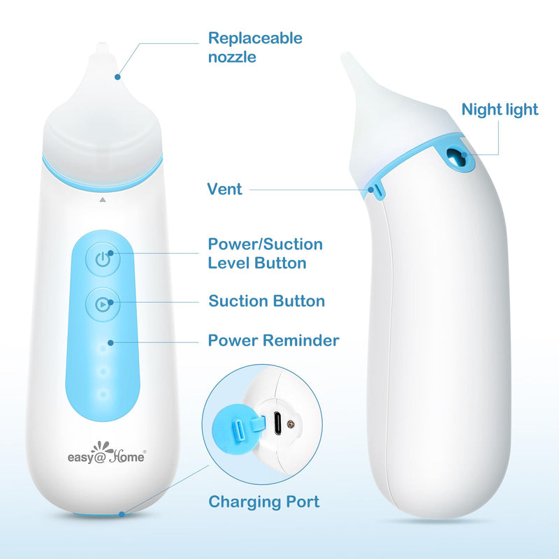 Easy@Home Electric Nasal Aspirator for Baby with LED Night Light, 3 Adjustable Suction Levels & USB Rechargeable – ENA102