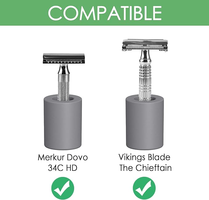 Linkidea 2 Pack Safety Razor Stand Opening Diameter 0.8"(2.2cm) Diatomaceous Earth Men Shaving Razor Holder for Bathroom Countertop Viking Merkur Double Edge Safety Razor (Gray) -  Australia