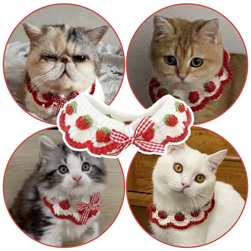 Cat Collar Breakaway Kitten Collar with Cute Bow Tie and Strawberry Pattern Comfortable for Kitty and Some Puppies (S) - BeesActive Australia