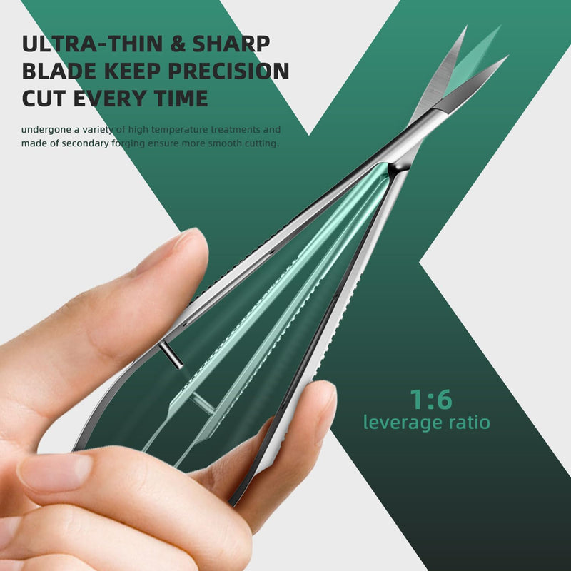 Cuticle Scissors, Professional Curved 15° Blade Stainless Steel, Ultra Sharp for Precision Nail Grooming, Eyebrow Shaping, and Sewing Thread Snips, with Travel Case - BeesActive Australia