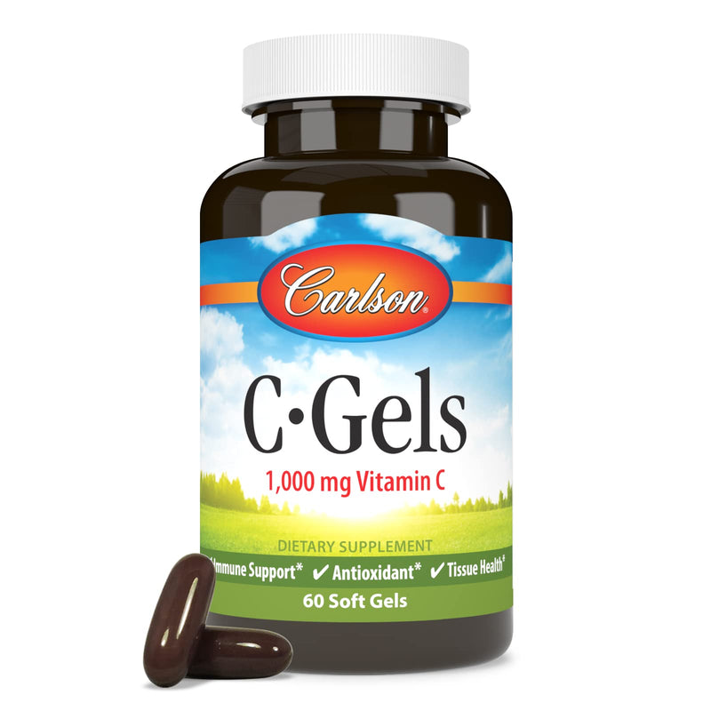 Carlson C-Gels, 1000 mg (1 g), Vitamin C Softgels, 60 Softgels | Vitamin C Supplement