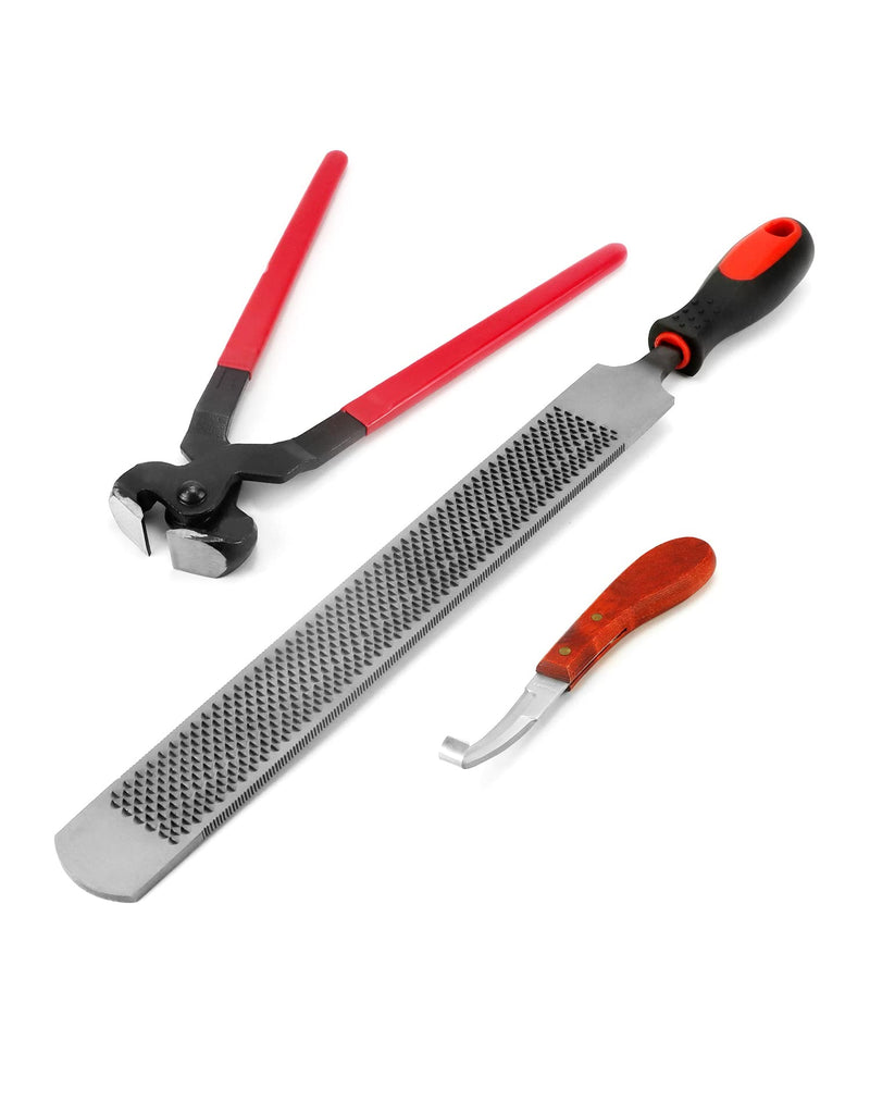 QWORK® 3-Piece Horse Farrier Professional Hoof Trimming Tool Kit, Hoof Knife Hoof Cutting Pliers Hoof Raspel 3 Pieces - BeesActive Australia