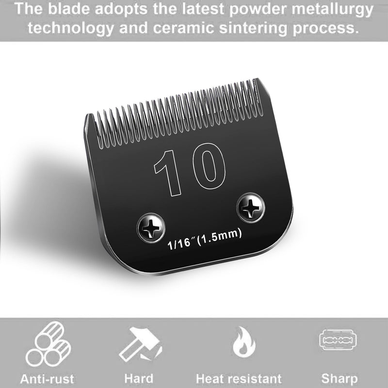 10 Blades Dog Grooming Blades Compatible with Andis/Oster A5/Wahl KM-10 Series Dog Clippers,Detachable Clipper Replacement Blade,Black,Size 10 Blade 1/16" (10#/2PCS) 10#/2pc - BeesActive Australia
