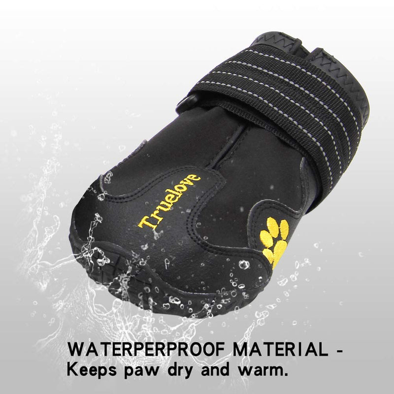 Truelove Dog Boots,Waterproof Dog Booties for Outdoor,Dog Shoes with Reflective Straps for Small Medium Large Dog 6#(Pack of 4) Black - BeesActive Australia