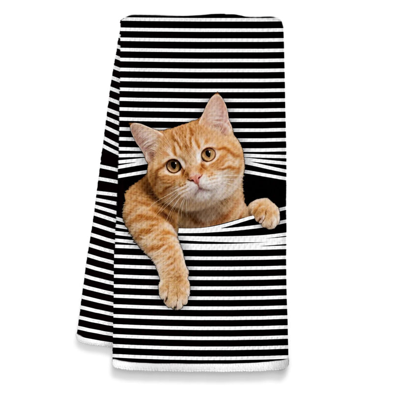 Orange Cat Kitchen Dish Towels, Cat Lovers Mom Dad Lady Gifts Decorative Hand Towels for Bathroom Kitchen, Pet Lover Gifts, 16x24 Inch 04-orange Cat