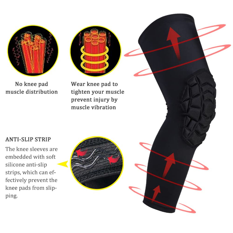 SZKANI Knee Pads Compression Leg Sleeve Knee Sleeve for All Sports Wrestling Protector Gear, 1 Pair of Knee Paded Black_2 Pack Medium - BeesActive Australia