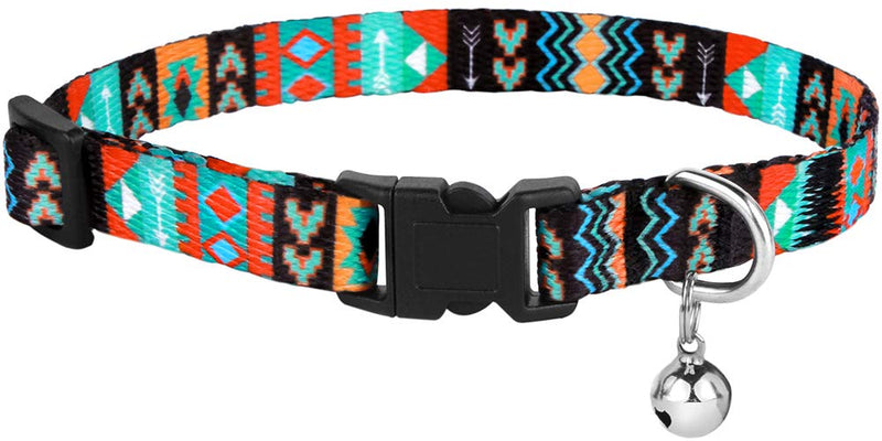 CollarDirect Cat Collar Breakaway Set of 2 Tribal Pattern Aztec Pet Safety Adjustable Kitten Collar with Bell (Tribal + Aztec) Tribal + Aztec - BeesActive Australia