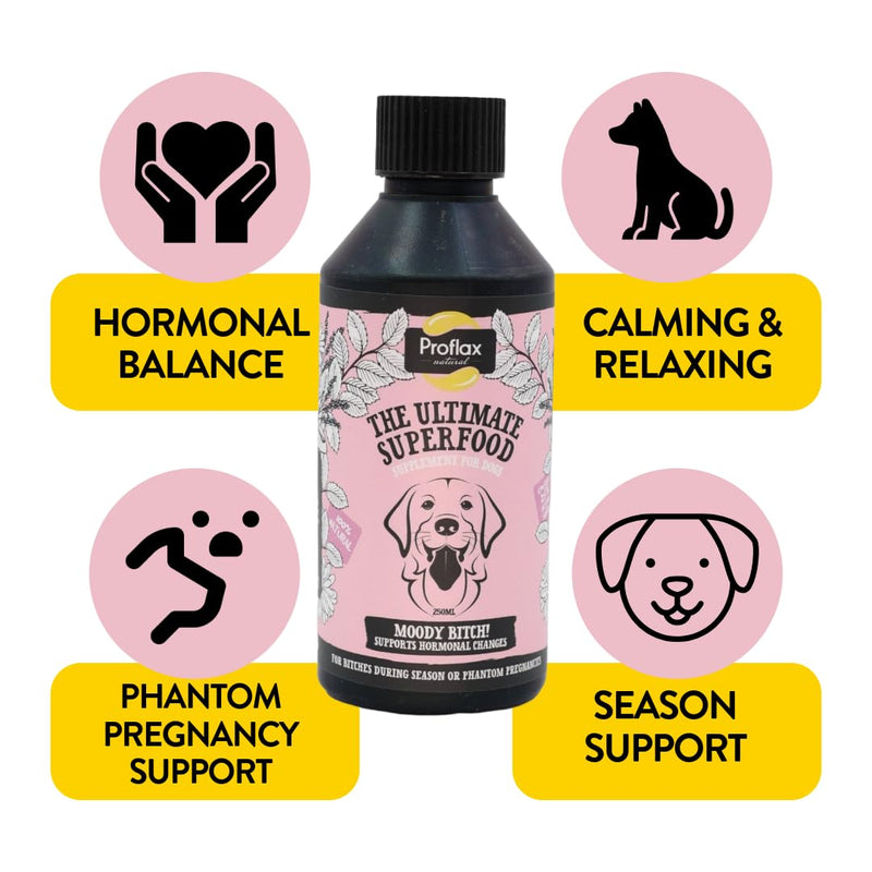 Proflax Moody Bitch Hormone Balance Support for Female Dogs – Seasonal, Phantom Pregnancy & Emotional Care - 500ml