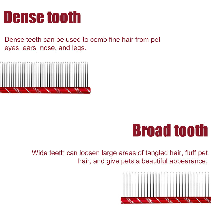 Dog Comb By MEKBOK - Grooms Cats As Well - For Medium to Thick Coats - 8 Inch Length - Rounded Spine - Grooming Tool for Mats and Shedding Red - BeesActive Australia