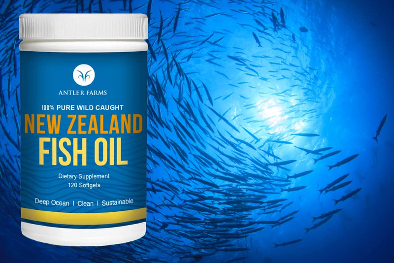 Antler Farms - 100% Pure Wild Caught New Zealand Fish Oil from Deep Ocean, Cold Water Fish, 120 Softgels - Clean, Fresh Omega-3 EPA + DHA Supplement, Keto Friendly, Super Clean | 100% Pure Fish Oil Supplement from Deep Ocean, Cold Water Fish, Clean, Fr...