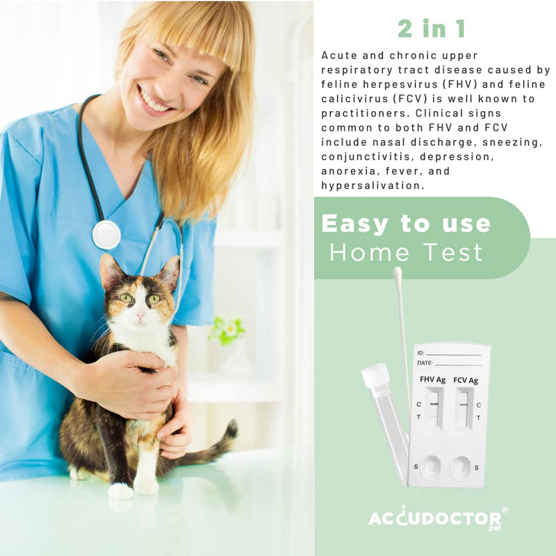 2x Feline Herpesvirus FHV + Feline Calicivirus CVF Accudoctor Rapid Test Cat Feces Pets Health Veterinarian strips strip one Feline kit home kits Quick worms Dog diarrhoea for puppies treatment