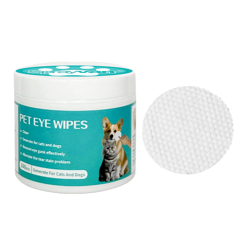 Dog Eye Cleaning Wipes, Hypoallergenic Fragrance-Free Non-Irritating, Gentle Tear Stain & Eye Discharge Cleaner, Safe for Puppies Daily Pet Eye Care, 100 Count