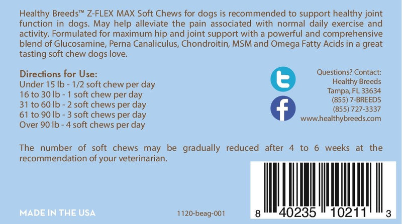 Healthy Breeds Beagle Z-Flex Max Hip and Joint Soft Chews 50 Count - PawsPlanet Australia