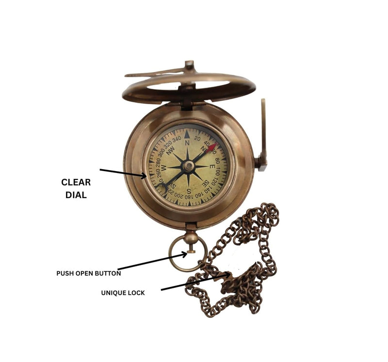 Sundial Clocks Brass Compass Custom Compass, Wedding Gift, Groomsmen Gift, Wedding Keepsake, Christmas, Baptism, Graduation, boy Scouts, Sundial, Nautical, Anniversary, Fathers Day Compass With Leather Box