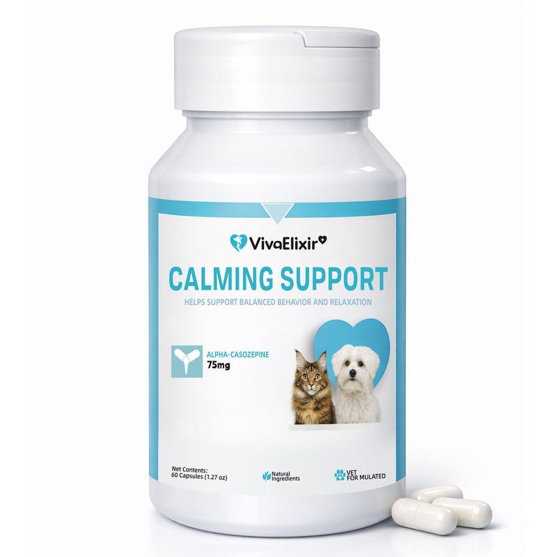 Dog Calming Capsule Calming Support Supplement for Small Dogs and Cats, Helps Promote Relaxation and Reduce External Stress Factors, Daily Behavioral Support and Anxiety Relief for Dogs and Cats, 75mg