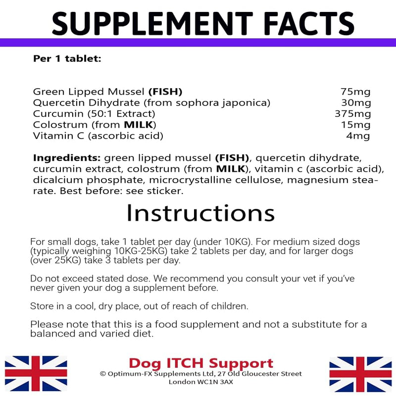 Top Dog Anti-Itch Allergy Support - Itchy Skin Fur Relief Dog Immune Booster Tablets UK Made 30