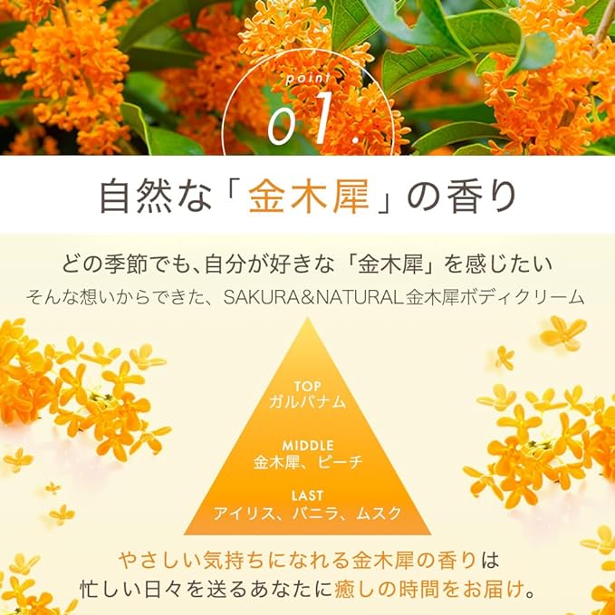 SAKURA & NATURAL Osmanthus Body Cream, Moisturizing Cream, Hand Cream, Osmanthus Dry Skin, Additive-Free, Moisturizing - BeesActive Australia