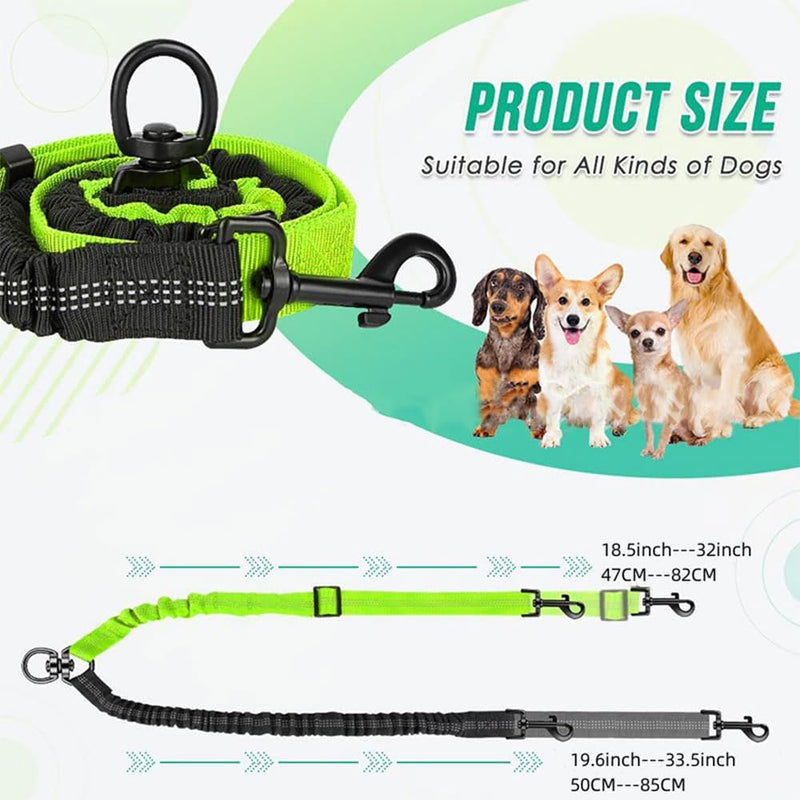 Two Dog Lead 2 in 1 Upgraded Pet Double Dog Leash Comfortable Shock Absorbing Reflective Bungee Lead Walk 2 Dogs Double Dog Leash 360° Swivel Double Dog Walking for Different Size Dogs - BeesActive Australia