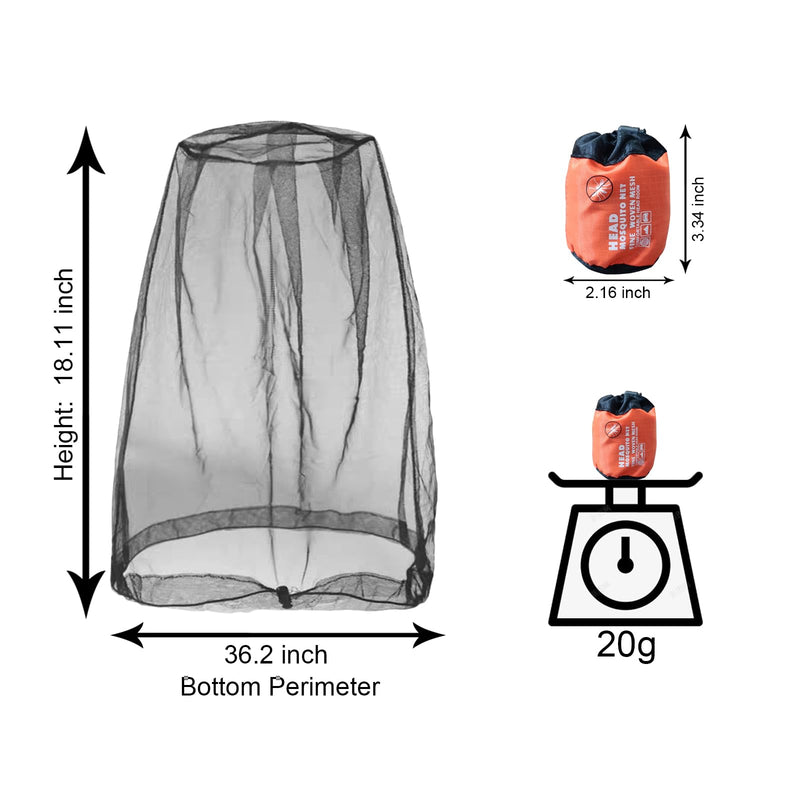2 Pack Mosquito Head Net Mesh for Insect, Face Neck Fly Netting Hood from Bugs Gnats Noseeums Screen Net for Hiking, Outdoors, Fishing, Gardening, Black - BeesActive Australia