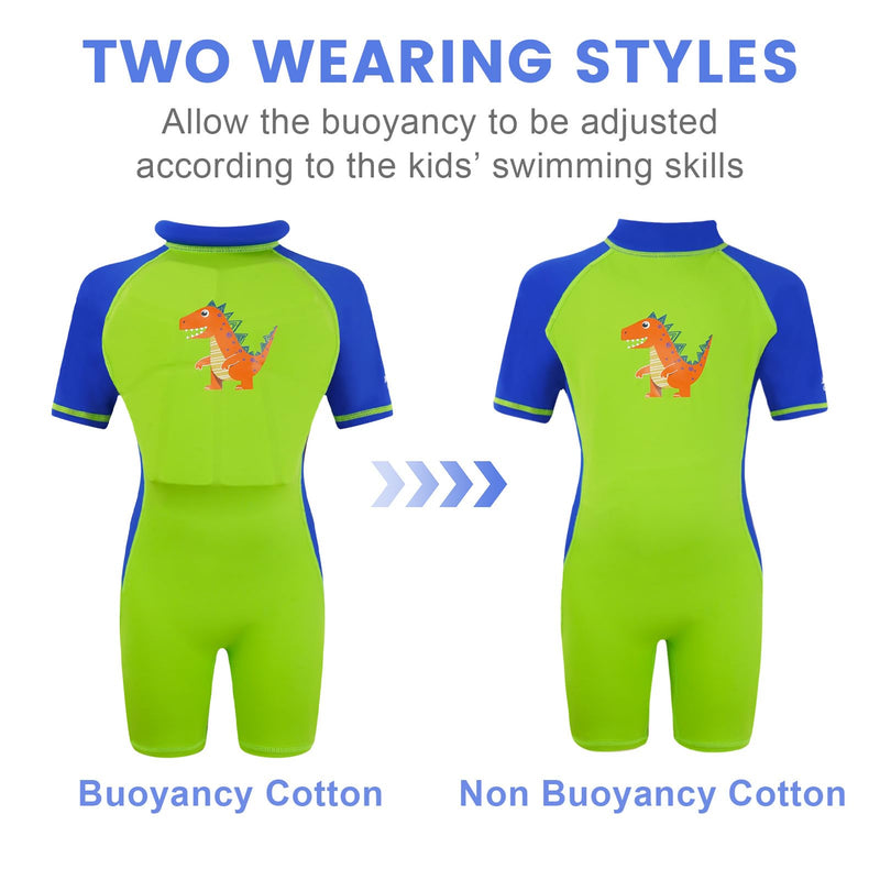 Gogokids Floatation Swimsuit One Piece Swimwear Float Suit Swim West, Toddler Bathing Suit Rash Guard with Arm Floaties Stegosaurus 2 - BeesActive Australia