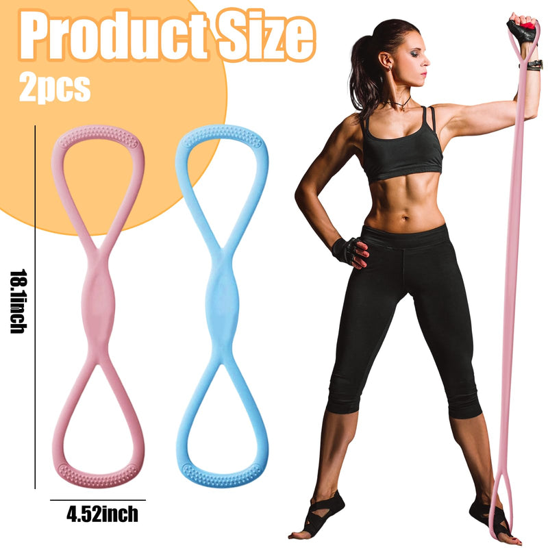 2 Pcs Arm Resistance Bands, Figure 8 Resistance Bands with Handles, Chest Expander Exercise Bands for Full Body Workout, Body Sculpting Pull Rope for Strength Training, Yoga